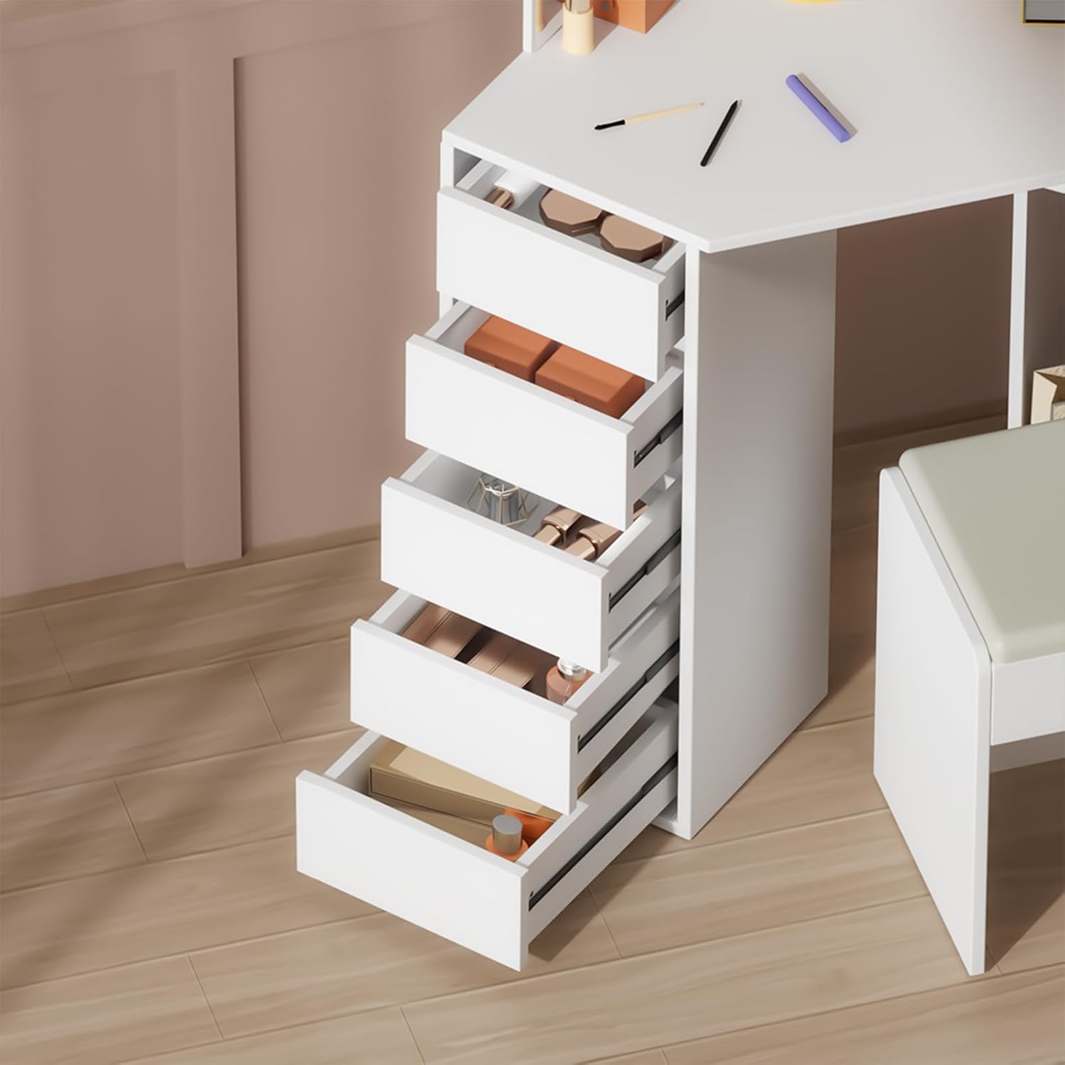 Coiffeuse de Coin avec Lumières LED