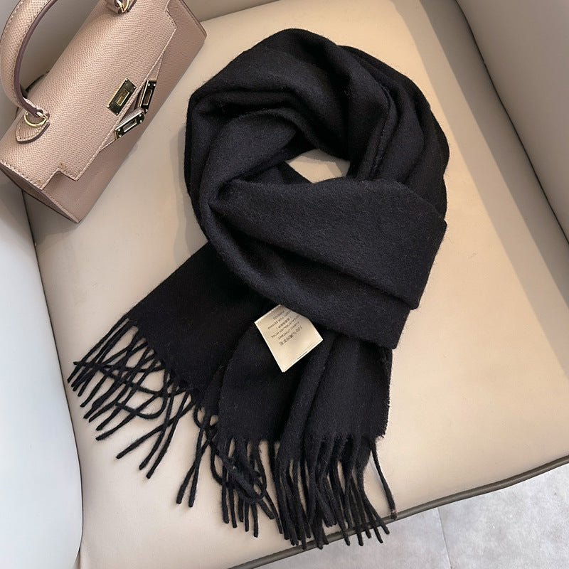 Pure Wool Students Warm-keeping All-matching Tassel Narrow Scarf Couple Wholesale