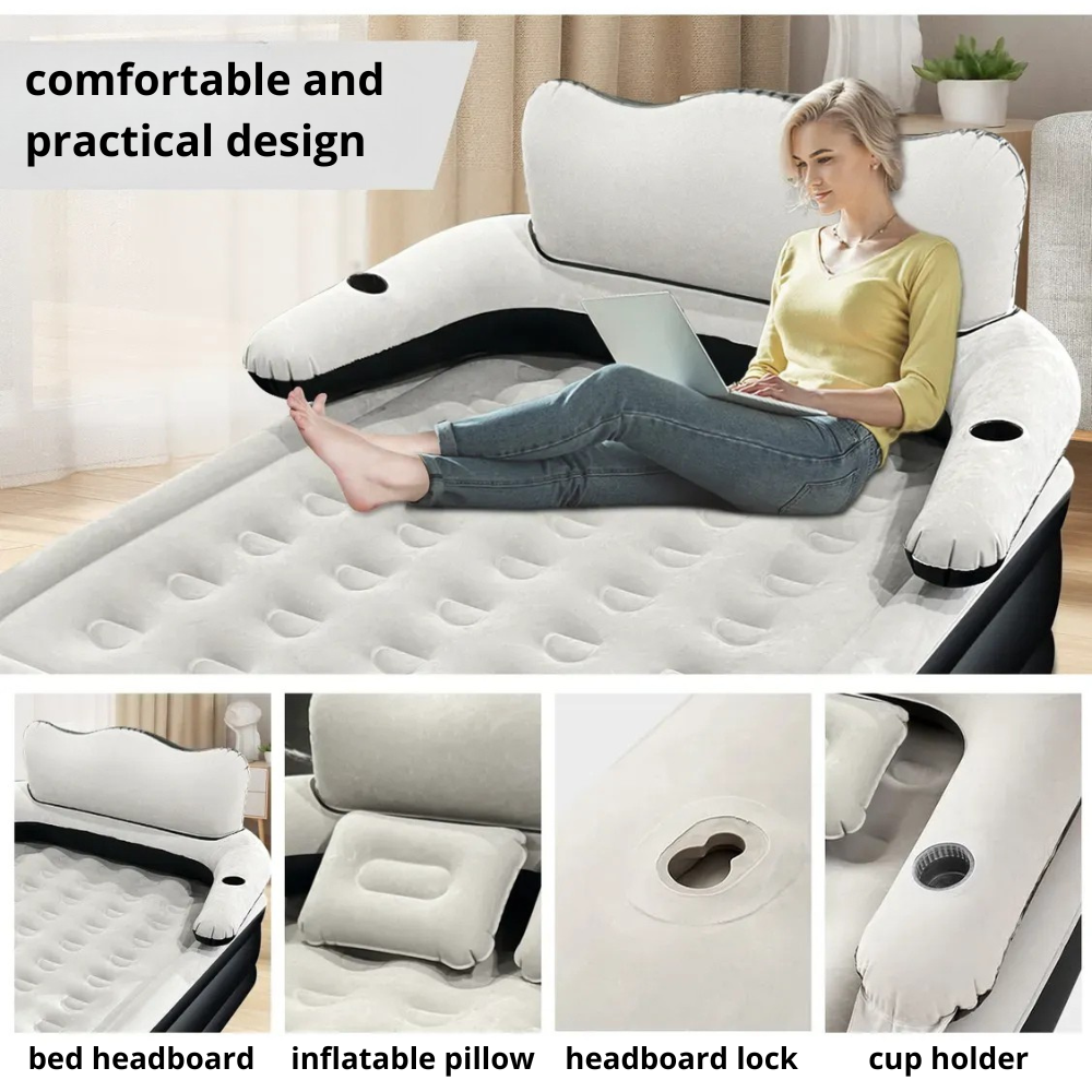 Electric Rechargeable Air Mattress with Headboard