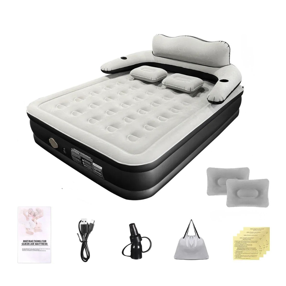 Electric Rechargeable Air Mattress with Headboard