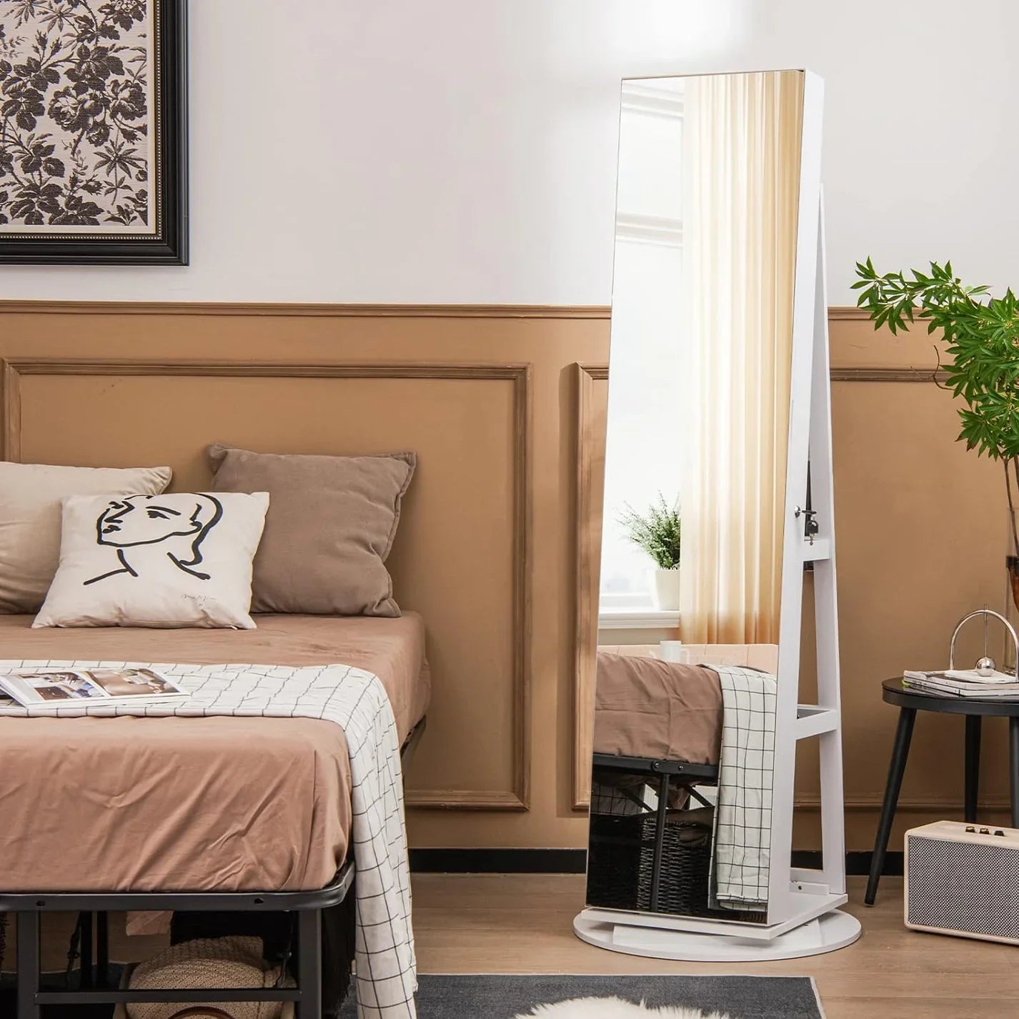 Armoire à Bijoux Rotatif avec Miroir