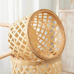Maceta de bambú hecha a mano con soporte para flores