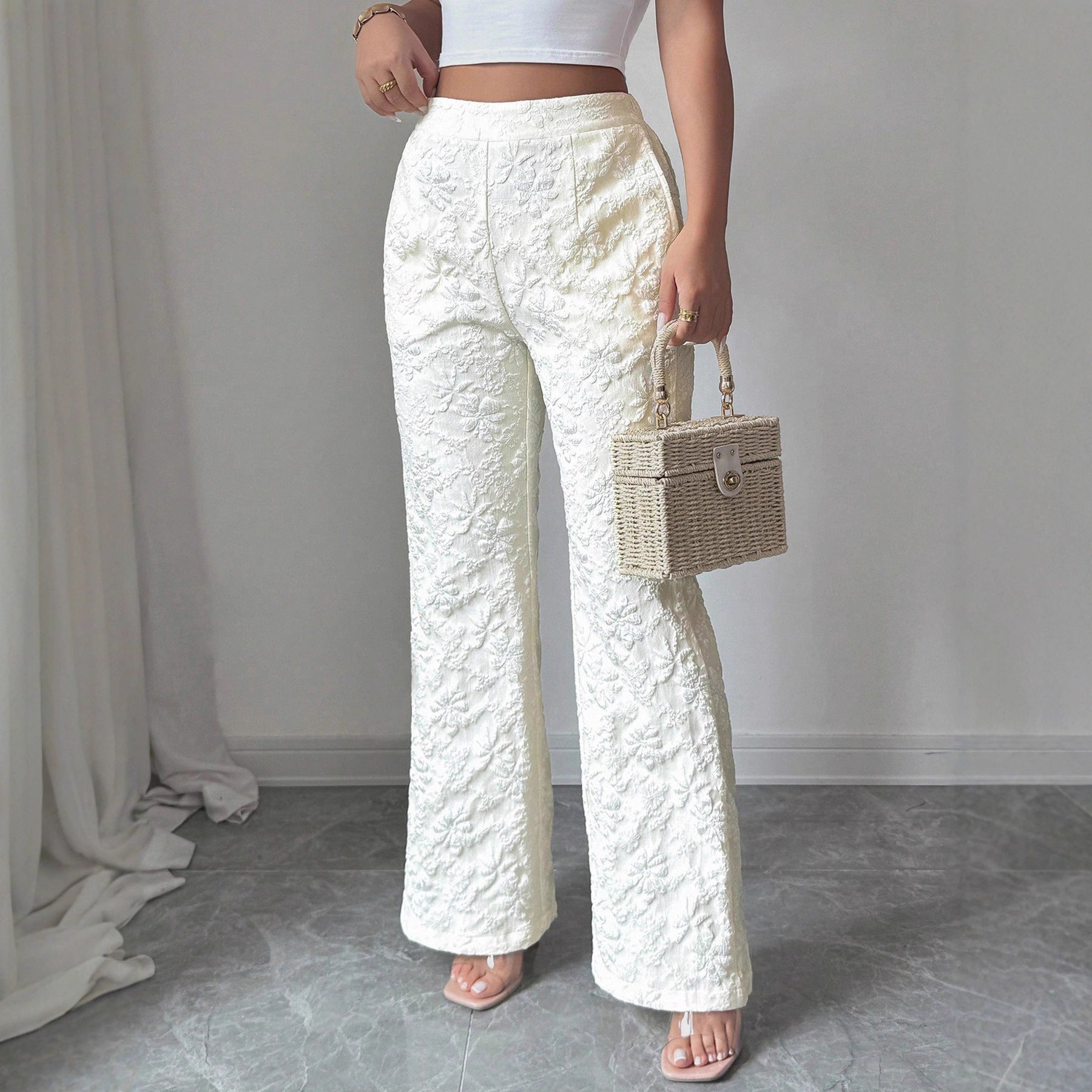 Women's Fashion Mid-waist Casual Floral Pants